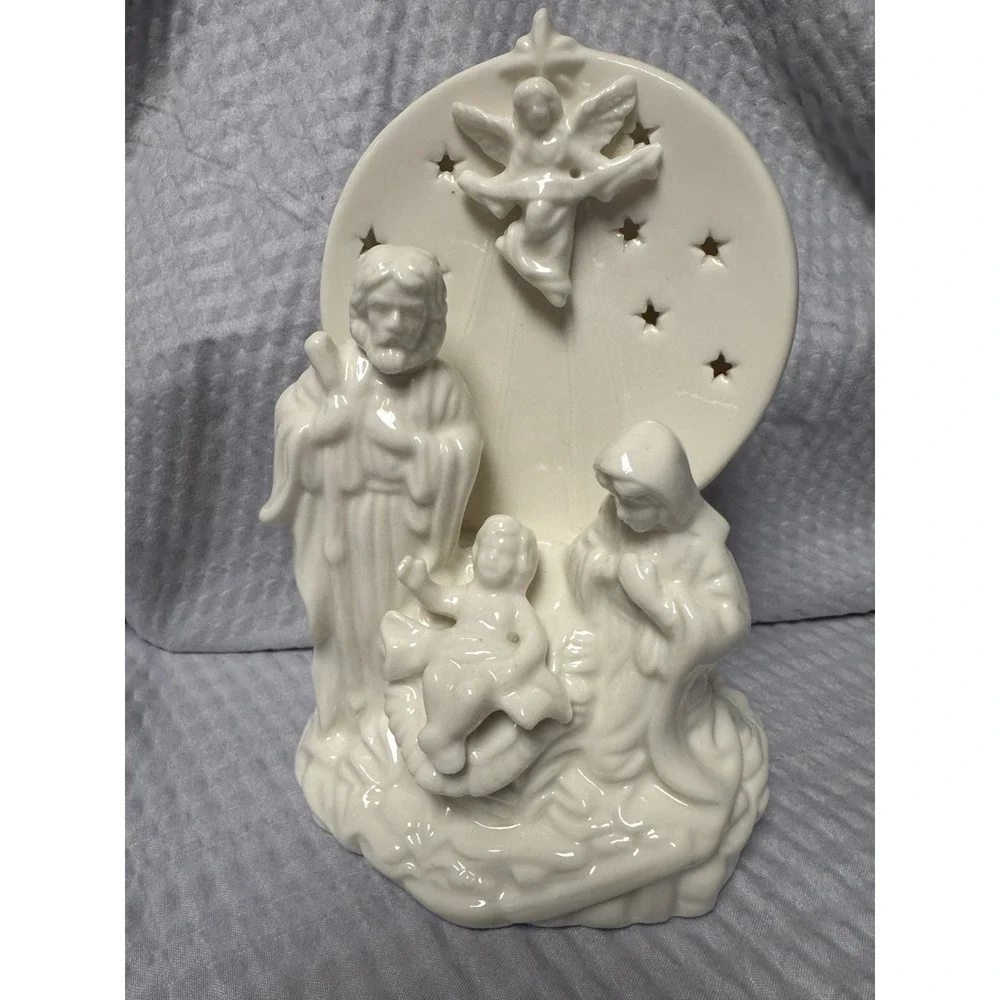 Vintage 2000 Ceramic Tea Light Holder Nativity Scene‎